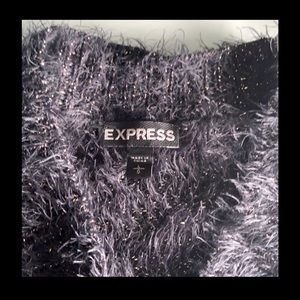 Express black cardigan w/gold metallic weave